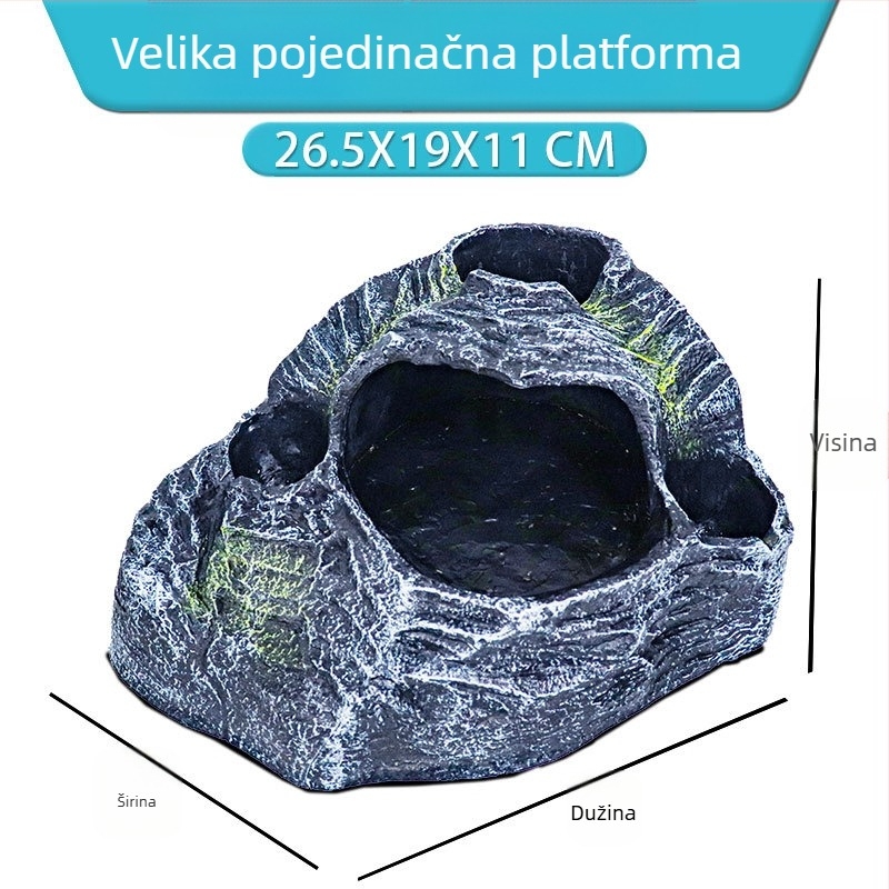 Platforma za kornjače za sunčanje i penjanje s skrivenom špiljom – materijal: smola; dizajn krajolika; marka Barbarous Growth