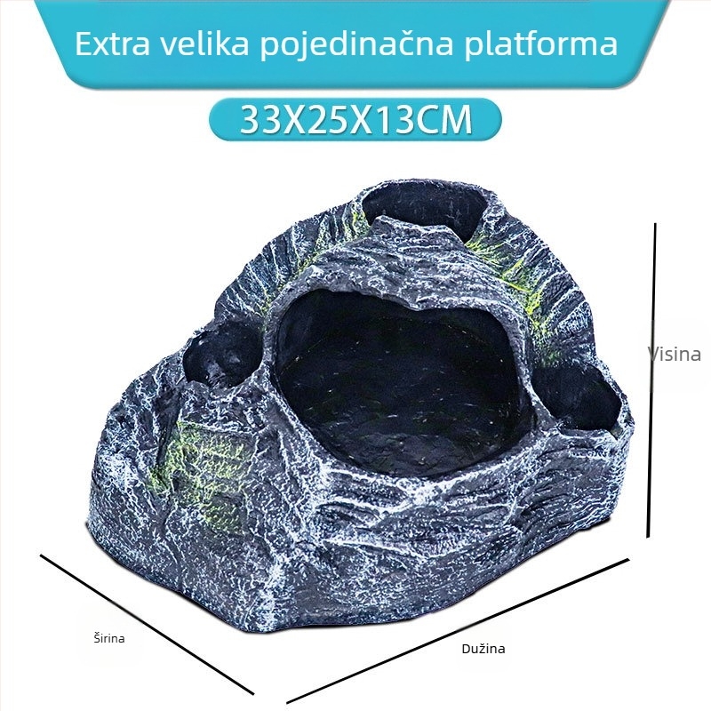 Platforma za kornjače za sunčanje i penjanje s skrivenom špiljom – materijal: smola; dizajn krajolika; marka Barbarous Growth
