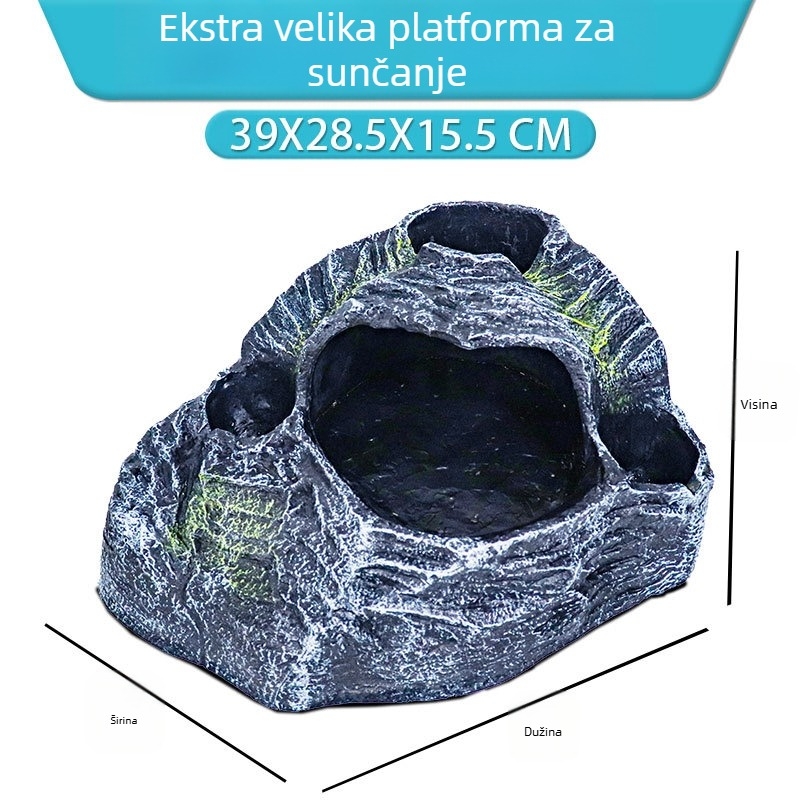 Platforma za kornjače za sunčanje i penjanje s skrivenom špiljom – materijal: smola; dizajn krajolika; marka Barbarous Growth