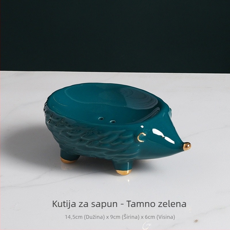 Keramički držač sapuna u obliku ježa, s odvodom, nordijskim stilom, ukras kupaonice