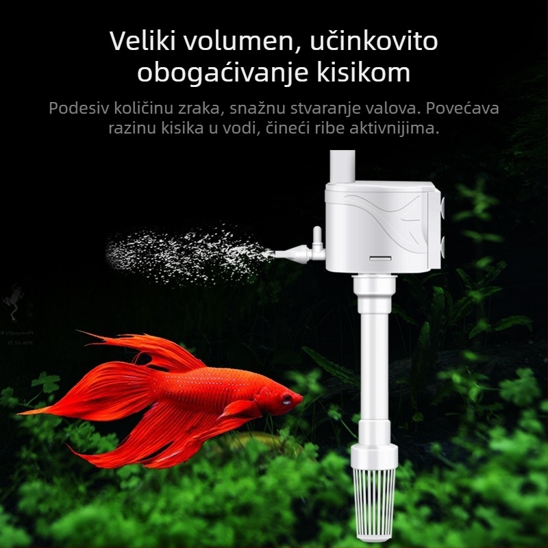 Akvarijska 3-u-1 potopna pumpa za filtraciju i oksigenaciju — ABS materijal, trostruki dizajn, broj Xuan Song (ABS; Funkcija: stvara valove i oksigenira; Glavna namjena: filtracija i oksigenacija; Stil: 3-u-1 potopna pumpa)