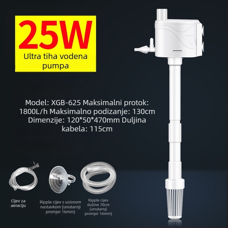 Akvarijska 3-u-1 potopna pumpa za filtraciju i oksigenaciju — ABS materijal, trostruki dizajn, broj Xuan Song (ABS; Funkcija: stvara valove i oksigenira; Glavna namjena: filtracija i oksigenacija; Stil: 3-u-1 potopna pumpa)