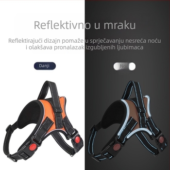 Reflektirajući prozračni prsluk za psa u stilu veste s platnenim prsnom remenom i podesivim fitom