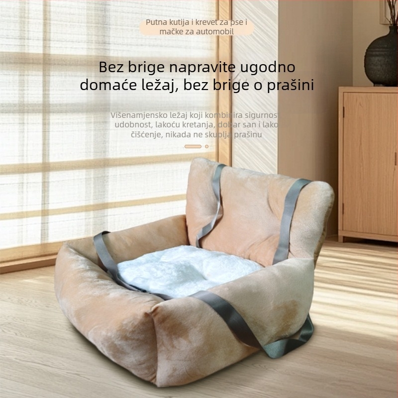 Univerzalno auto gnijezdo za mačke, od tkanine, sve sezone, s ručkom