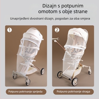 Mreža za kolica protiv komaraca, s punim pokrivanjem, otporna na vjetar, sjenilo, sklopiva