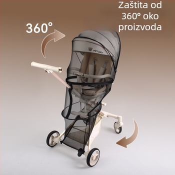 Mreža za kolica protiv komaraca, s punim pokrivanjem, otporna na vjetar, sjenilo, sklopiva