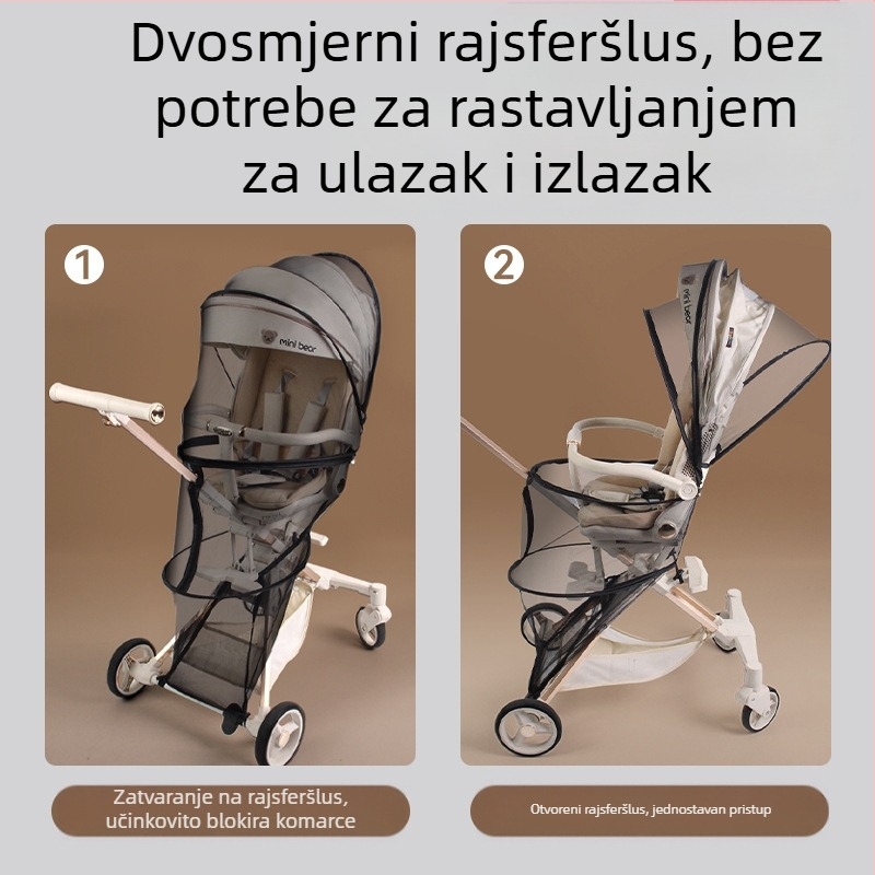 Mreža za kolica protiv komaraca, s punim pokrivanjem, otporna na vjetar, sjenilo, sklopiva