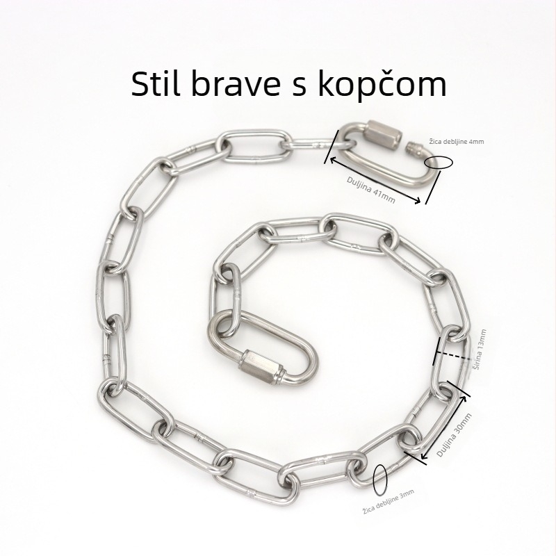 Nehrđajući čelični zavareni lanac s opružnim karabinerom i spojnim prstenom za opterećeno vješanje