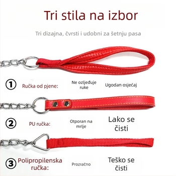 Željezni povodac za pse s zaštitom od ugriza, podesiv s automatskom kopčom, za male do velikih pasa