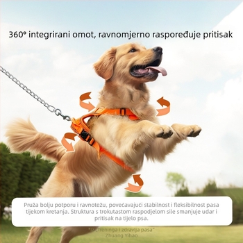 Narančasti podesivi prsni i leđni harness za velike pse s masažnom jastučićem, pogodan za Zlatnog retrivera, za šetnju na otvorenom