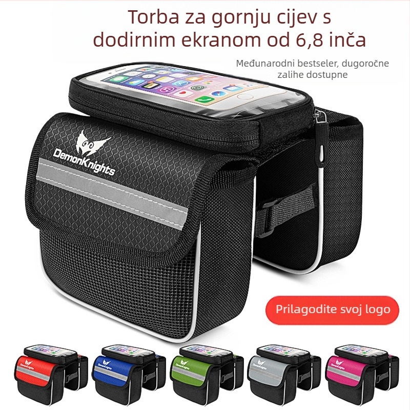 Torba za bicikl za planinski bicikl s džepom na dodir zaslonu, zapremina 2,2 L, model HFG-0130, 600D rhombus tkanina, Magic Knight/DemonKnights