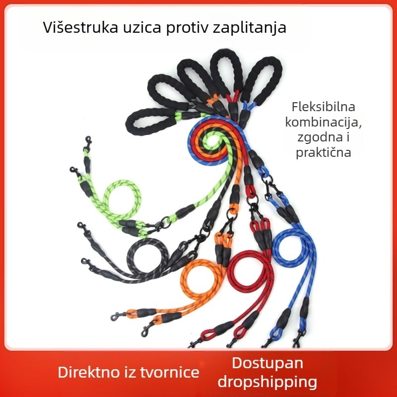 Najlon uzica za psa, podesiva, otporna na ugrize, otporna na habanje, sprječava zaplitanje, za šetnje