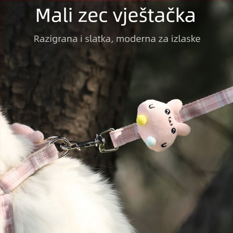 Mačji šetni kaiš - neprodužni, prilagodljivi prsni kaiš, najlon užet s legure i ABS kopčama