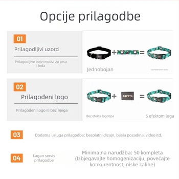 Poliesterski ogrlica za kućne ljubimce, za pse i mačke, Šifra 001, Kutija 50 komada