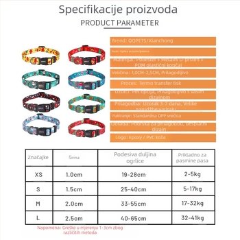 Poliesterski ogrlica za kućne ljubimce, za pse i mačke, Šifra 001, Kutija 50 komada