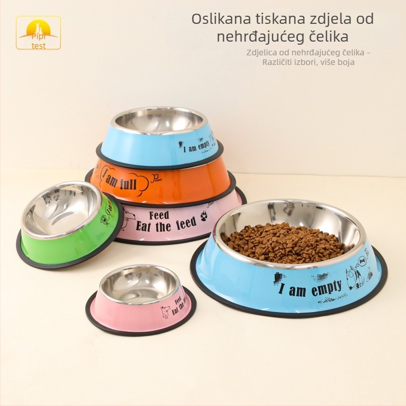 Pipitao posuda za pse od nehrđajućeg čelika s višebojnim otiskom za Teddy Golden Retriever