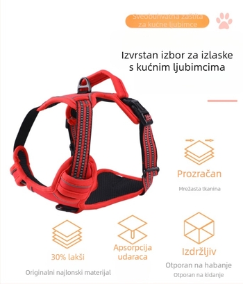 Reflektirajući harnes za psa s remenima za prsa i leđa, šetnja povodac