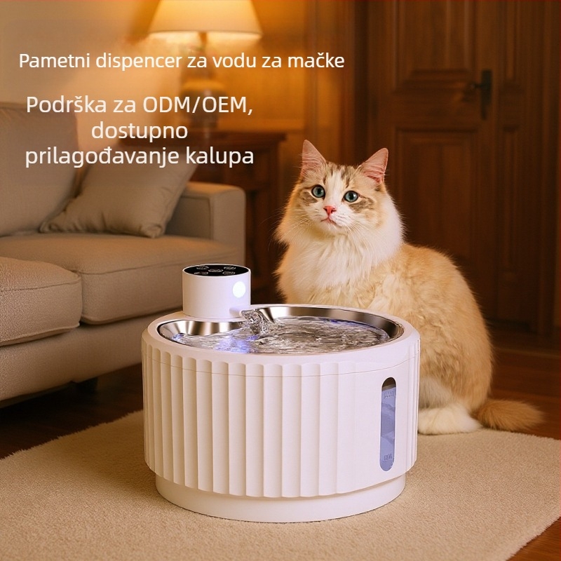 Dispenzer za vodu za mačke i pse s infracrvenim senzorom i bežičnim punjenjem, odvojiv, kapacitet 2,8 L, baterija 4000mAh – Model W04SP
