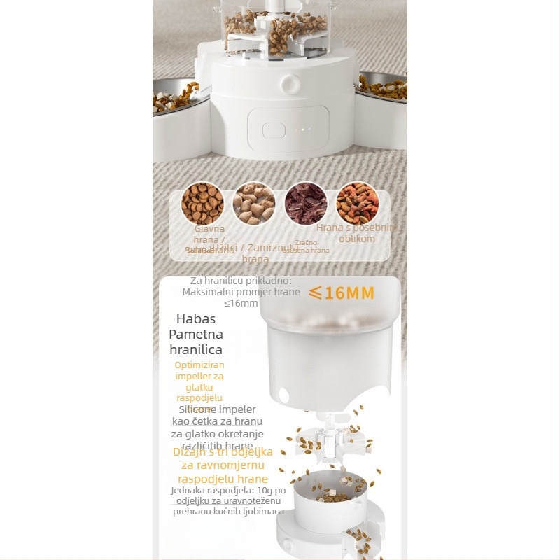 G5J Habas Vremenski Inteligentan Automatski Hranilnik za Mačke i Pse, S Velikim Kapacitetom