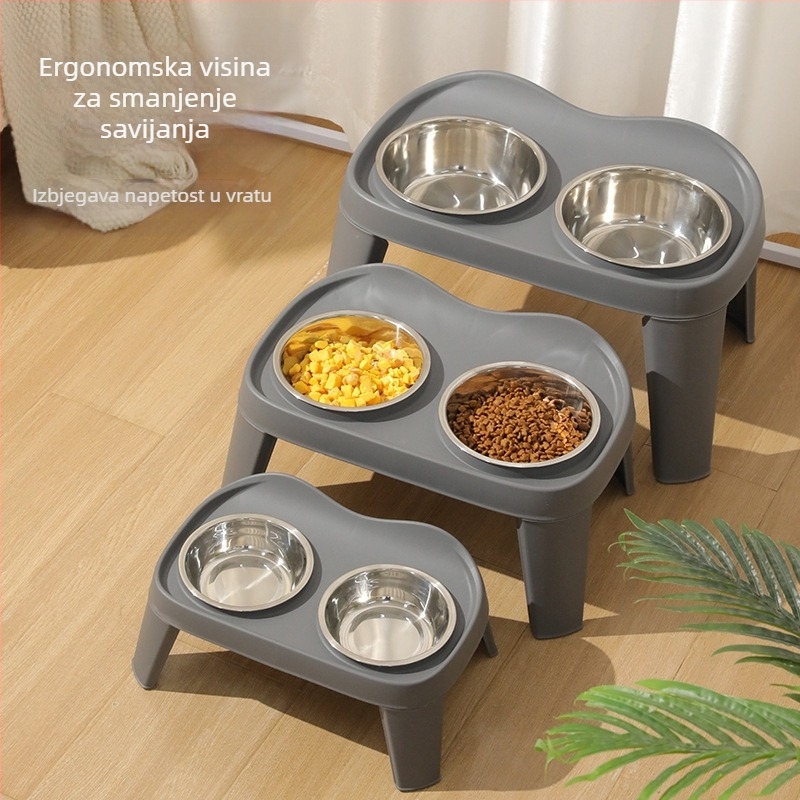 Sklopive povišene dvostruke zdjele za pse, plastična konstrukcija, marka Meow Heart Treasure, pribor za hranjenje kućnih ljubimaca