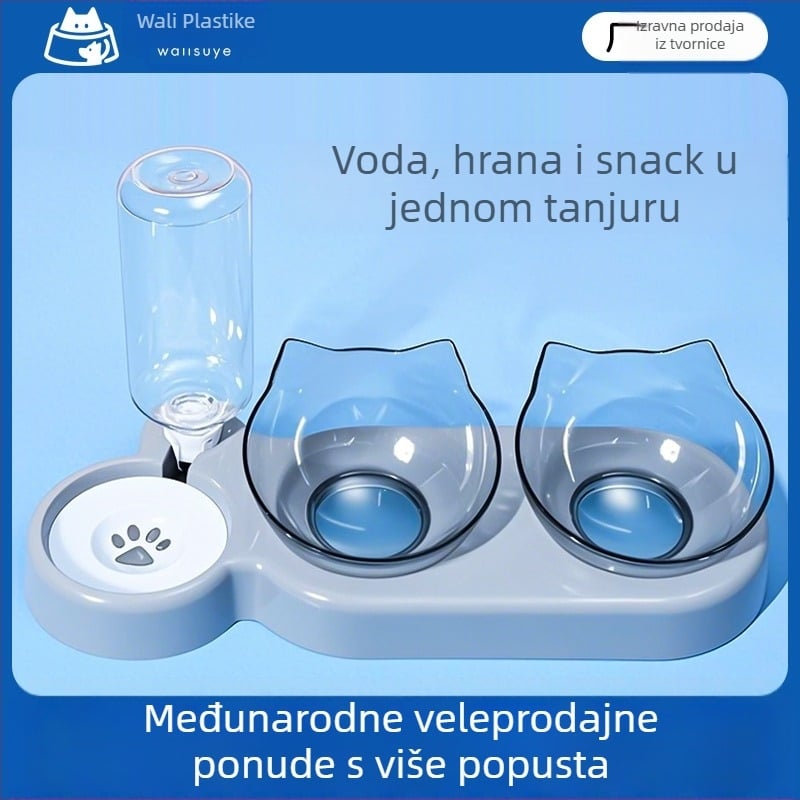 3-u-1 posuda za hranjenje kućnih ljubimaca s automatskim napajanjem vodom i zaštitom od prevrnutja, materijal PP+PC