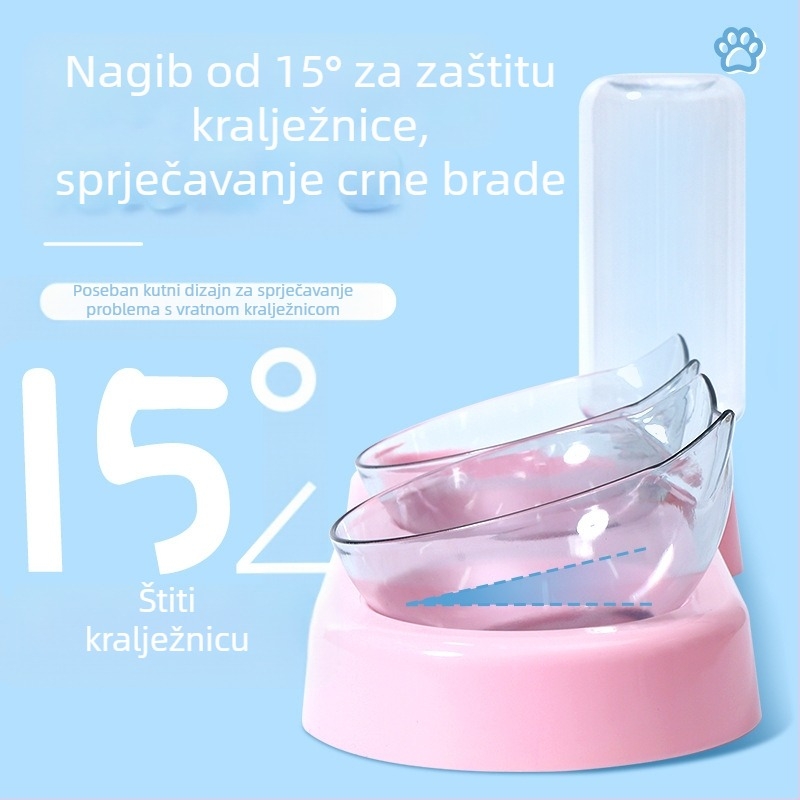 3-u-1 posuda za hranjenje kućnih ljubimaca s automatskim napajanjem vodom i zaštitom od prevrnutja, materijal PP+PC
