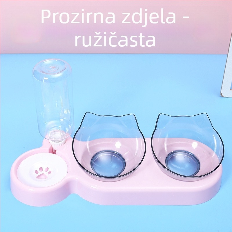 3-u-1 posuda za hranjenje kućnih ljubimaca s automatskim napajanjem vodom i zaštitom od prevrnutja, materijal PP+PC