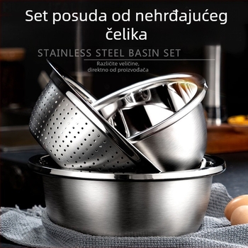 Xian shun nemagnetna nehrđajuća čelična posuda kuhinje europskog stila, višefunkcionalna zdjela za tijesto, mućenje jaja i ispiranje te ocjeđivanje