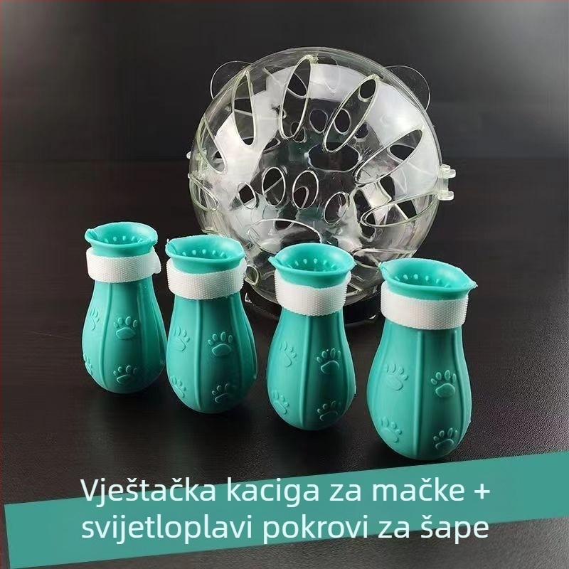 Mačja svemirska kapuljača s Elizabeth kolom – protiv lizanja, monokromatski uzorak, PET materijal, karikaturni stil