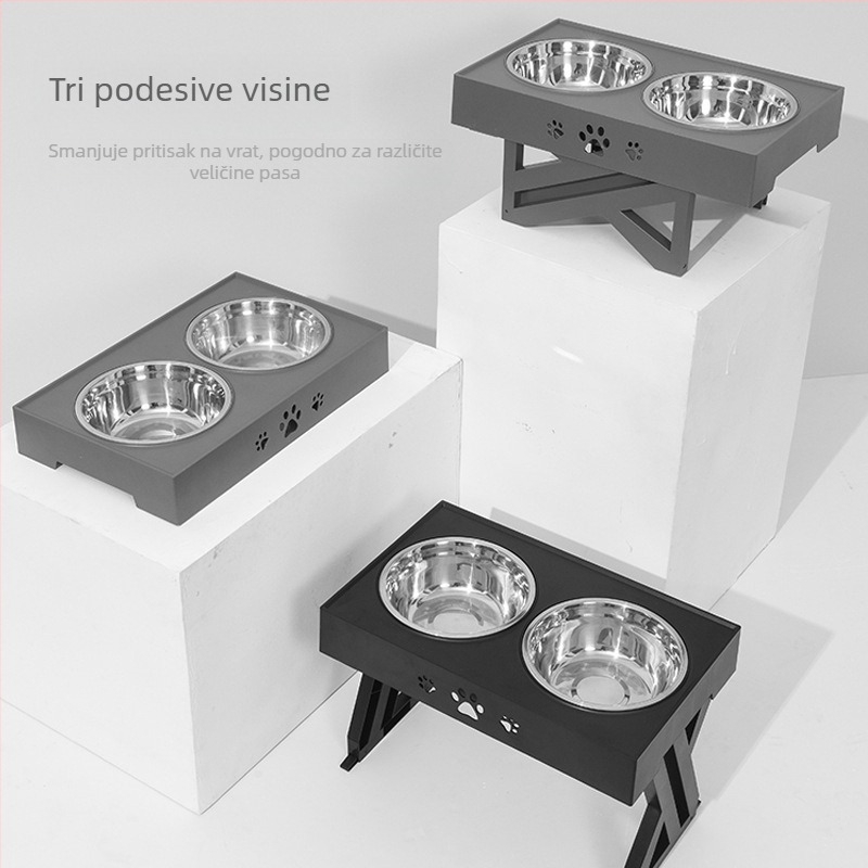 Stanica za hranjenje psa s posudom od nehrđajućeg čelika i plastičnim nosačem (Brand: Small One; Pakiranje: 10 kom.; Licencirana privatna etiketa: Da; Kategorija: Oprema za kućne ljubimce)
