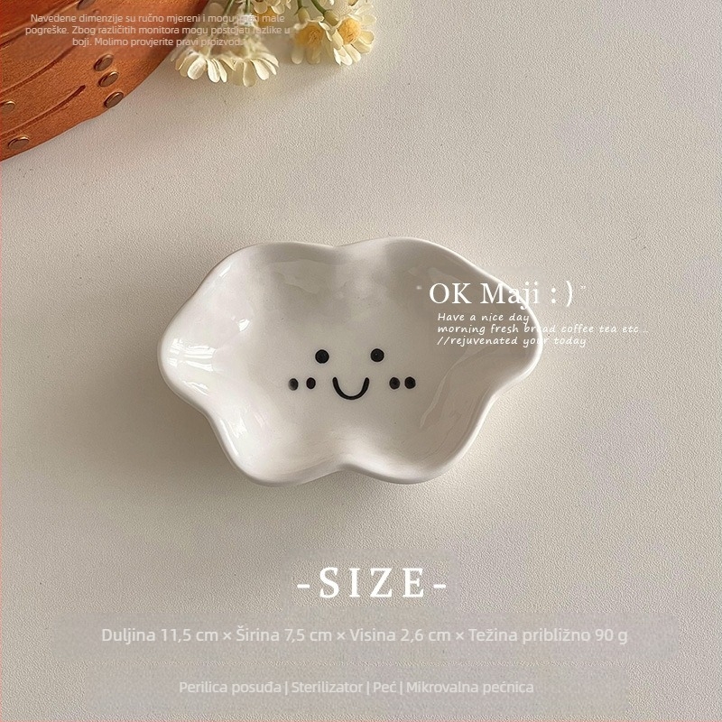 Porcelanski tanjur za sos s karikaturnim uzorkom, korejski stil, nepravilnog oblika, prikladan za mikrovalnu pećnicu