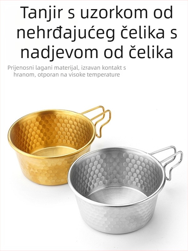 Hammered snow bowl od nehrđajućeg čelika za piknik, s prijenosnom ručkom, brenda Moxa Chef, za 2 osobe