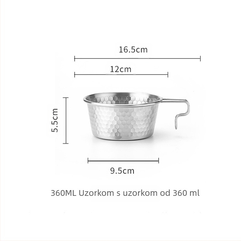 Hammered snow bowl od nehrđajućeg čelika za piknik, s prijenosnom ručkom, brenda Moxa Chef, za 2 osobe
