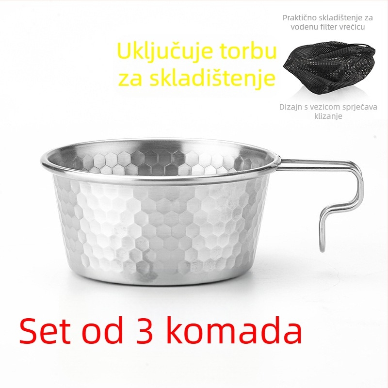 Hammered snow bowl od nehrđajućeg čelika za piknik, s prijenosnom ručkom, brenda Moxa Chef, za 2 osobe