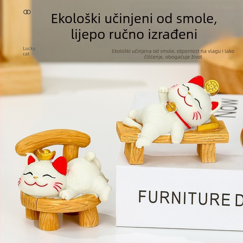 Ruijie Smola – Karikatura mačke za stolni dekor dom i ured; crtani stil, poklon za diplomu, novi dom, zabava