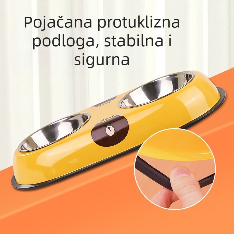 Nerđajući čeli dvostruka zdjela za kućne ljubimce s integriranim dizajnom, protiv prevrtanja, automatsko hranjenje, Seven Oh