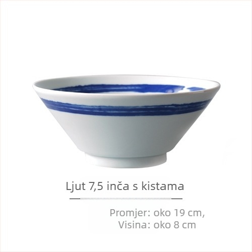 Nishida Muyu ramen zdjela od porcelina, prugasti uzorak, japanski stil, okrugli oblik, pogodna za mikrovalnu pećnicu