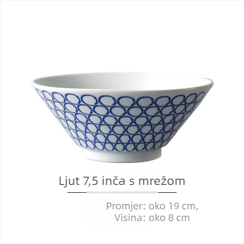 Nishida Muyu ramen zdjela od porcelina, prugasti uzorak, japanski stil, okrugli oblik, pogodna za mikrovalnu pećnicu
