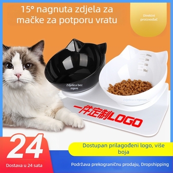 Automatska zdjela za hranu i vodu za mačke i pse s nagibnim dizajnom, jednostruka ili dvostruka zdjela