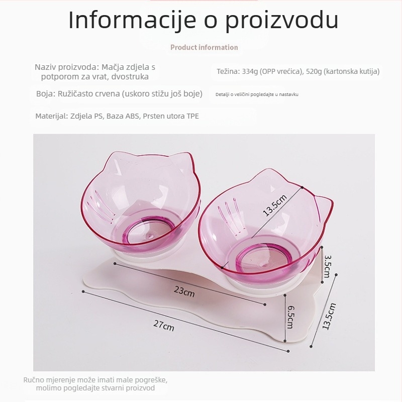 Automatska zdjela za hranu i vodu za mačke i pse s nagibnim dizajnom, jednostruka ili dvostruka zdjela