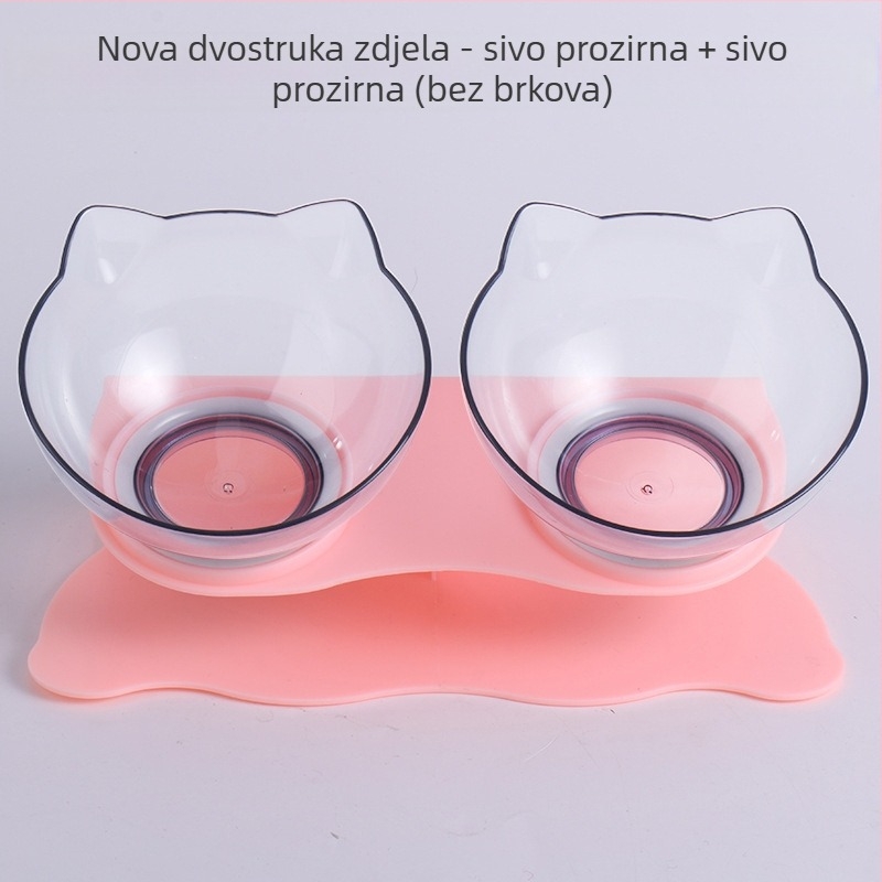 Automatska zdjela za hranu i vodu za mačke i pse s nagibnim dizajnom, jednostruka ili dvostruka zdjela