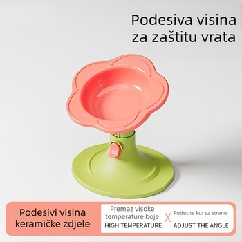 Keramička zdjela za mačke s podesivom visinom, dizajn protiv prevrtanja i široki otvor za jednostavno punjenje