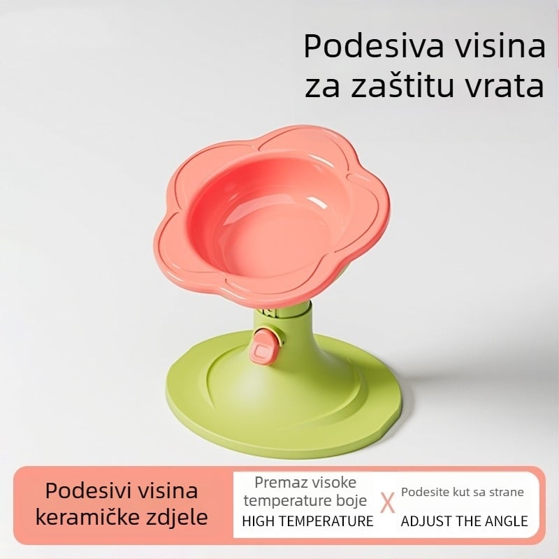 Keramička zdjela za mačke s podesivom visinom, dizajn protiv prevrtanja i široki otvor za jednostavno punjenje