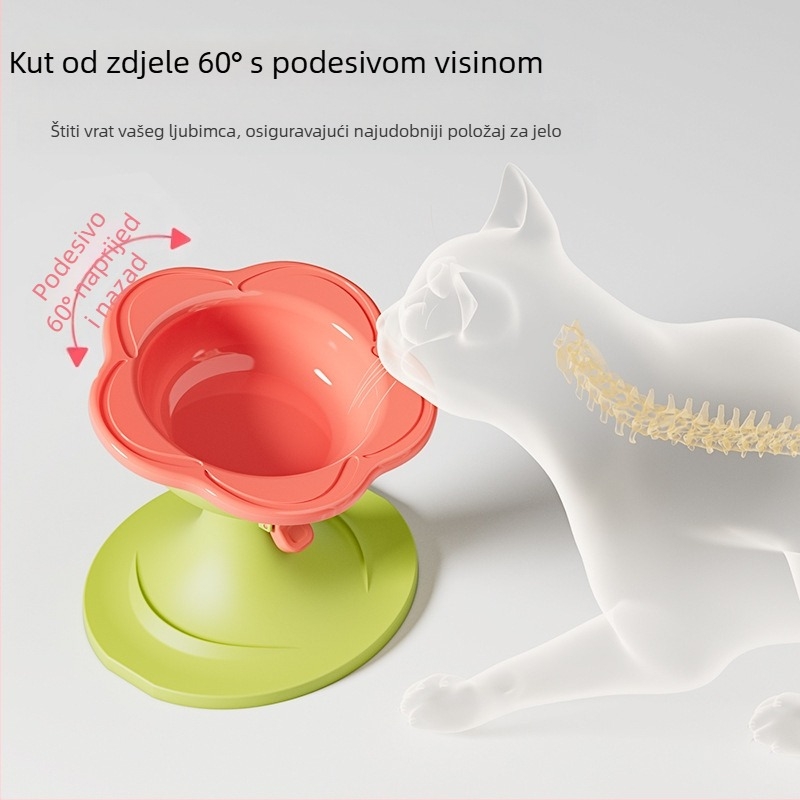 Keramička zdjela za mačke s podesivom visinom, dizajn protiv prevrtanja i široki otvor za jednostavno punjenje