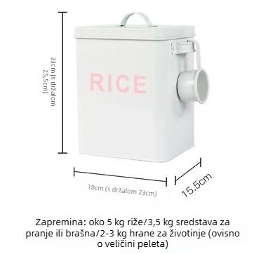 Metalni spremnik za sredstvo za pranje rublja sa zatvorenim poklopcem, otporan na vlagu, kapacitet 6–7 L