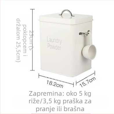 Metalni spremnik za sredstvo za pranje rublja sa zatvorenim poklopcem, otporan na vlagu, kapacitet 6–7 L