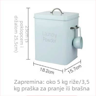 Metalni spremnik za sredstvo za pranje rublja sa zatvorenim poklopcem, otporan na vlagu, kapacitet 6–7 L