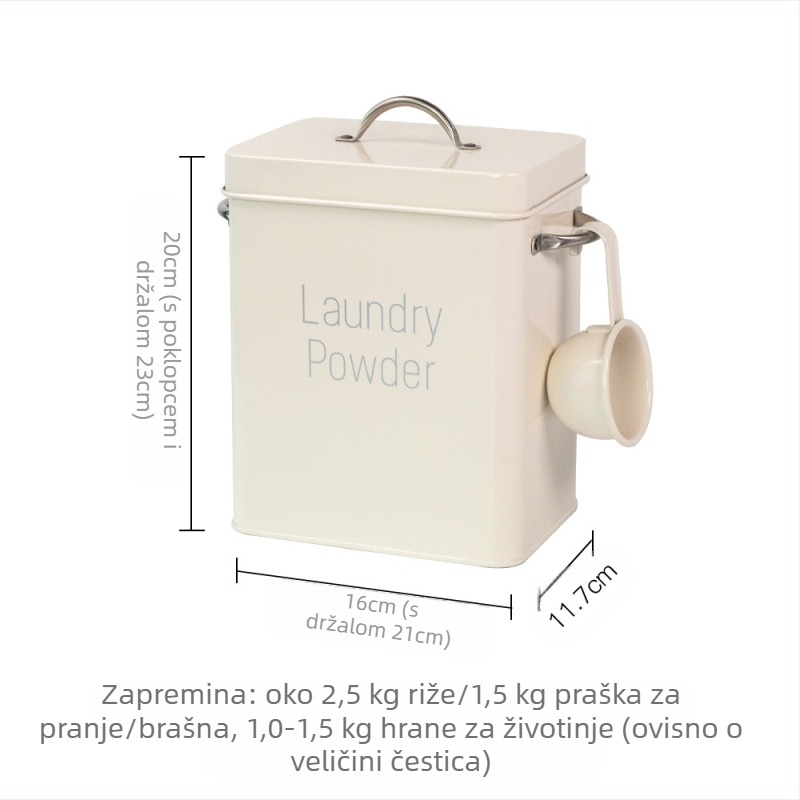 Metalni spremnik za sredstvo za pranje rublja sa zatvorenim poklopcem, otporan na vlagu, kapacitet 6–7 L