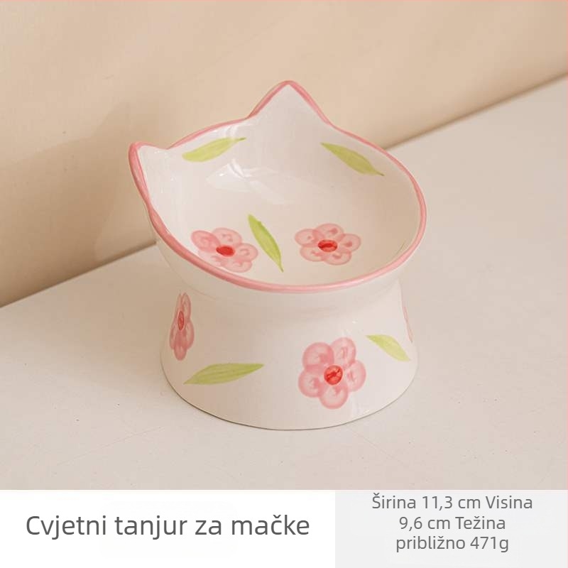 Keramička zdjelica za mačke s visokim postoljem - Brand: Because of sheng; Oprema za hranjenje kućnih ljubimaca; Prikladno za mačke; Pakiranje: 100 kom