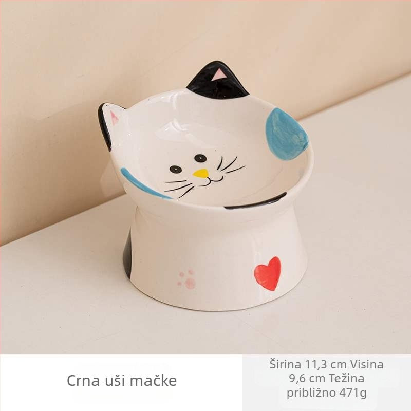 Keramička zdjelica za mačke s visokim postoljem - Brand: Because of sheng; Oprema za hranjenje kućnih ljubimaca; Prikladno za mačke; Pakiranje: 100 kom